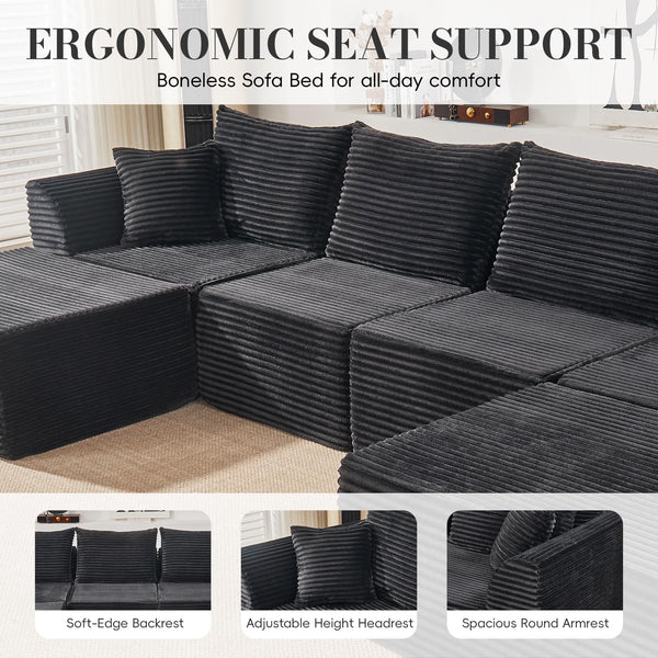 130" Modular Sectional Sofa with Ottomans