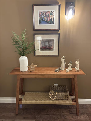 Walnut Console Table with Wood Legs – Entryway & Sofa Table