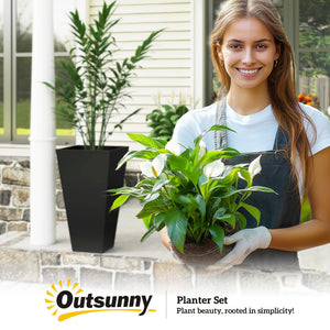 Tall Outdoor Taper Planters Set of 3 with Drainage Holes – 28 Inch