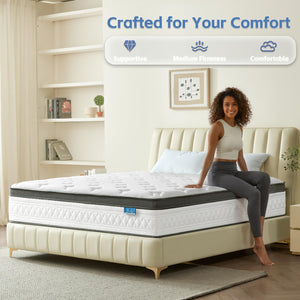 12-Inch Cooling Hybrid Mattress with Gel Memory Foam & Pocket Coils