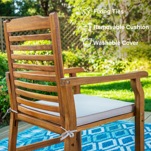 Acacia Wood Outdoor Dining Chairs with Cushions