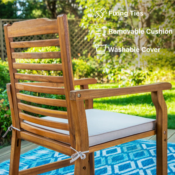Acacia Wood Outdoor Dining Chairs with Cushions