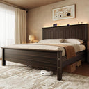Queen Bed Frame with Headboard, LED Lights & Charging Ports