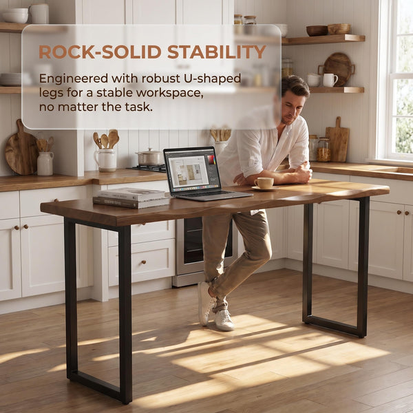 Farmhouse Solid Wood Bar Table, 55.1"