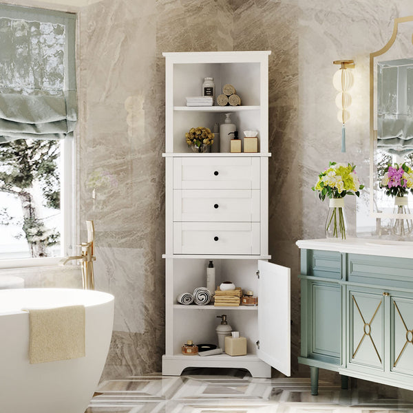 69" Tall Corner Cabinet with Adjustable Shelves and Drawers