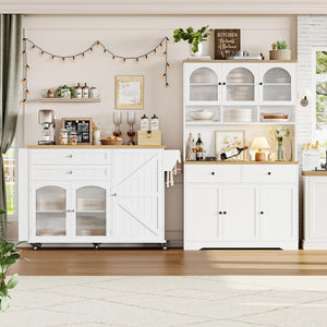 Rolling Kitchen Island with Drop Leaf Countertop & Storage
