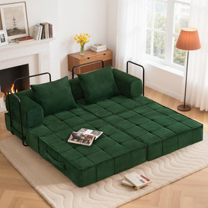 6-in-1 Convertible Sleeper Sofa Bed with Corduroy Folding Mattress & Modular Frame