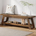 55" Wood Entryway Bench with Shoe Storage