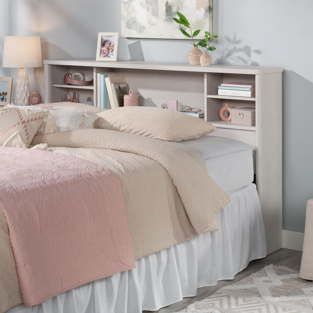 Full/Queen Bookcase Headboard with Adjustable Shelves – Glacier Oak