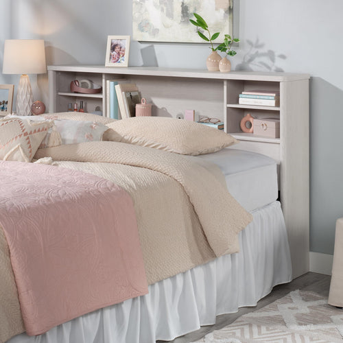 Full/Queen Bookcase Headboard with Adjustable Shelves – Glacier Oak