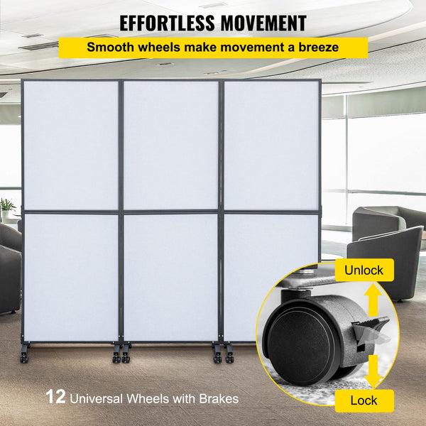 3-Panel Acoustic Office Partition Room Divider 72"W x 66"H