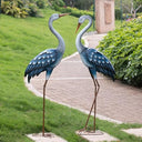 Metal Crane Garden Statues – Outdoor Heron Sculptures, Set of 2