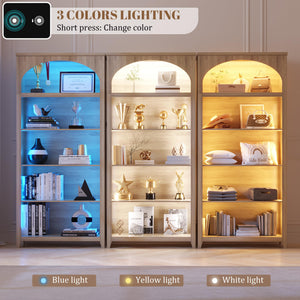 5-Tier Arched Bookshelf with LED Lights