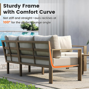 L-Shaped Outdoor Sectional Sofa Set with Coffee Table