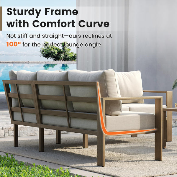 L-Shaped Outdoor Sectional Sofa Set with Coffee Table