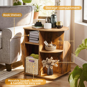Rotating End Table with Storage & Swivel Base