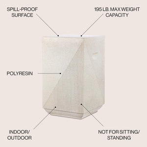 Polyresin Outdoor Side Table – Geometric Fluted Accent Table