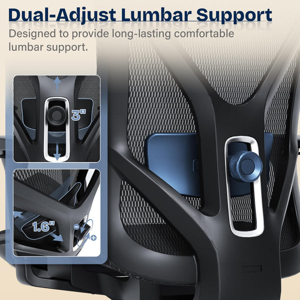 Ergonomic Mesh Office Chair with Adjustable Lumbar Support & 3D Armrests