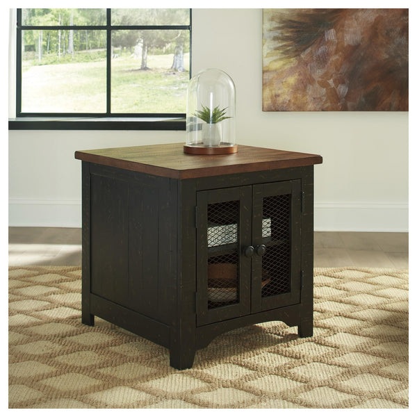 Rustic Farmhouse End Table with Storage Cabinet