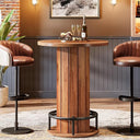 Round Bar Table with Metal Ring Footrest