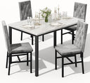 5-Piece Faux Marble Dining Table Set with Button-Tufted Chairs