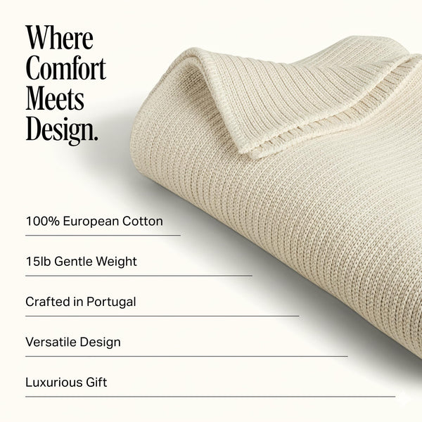 Cotton Weighted Blanket 15 lbs – European Cotton Throw for Adults