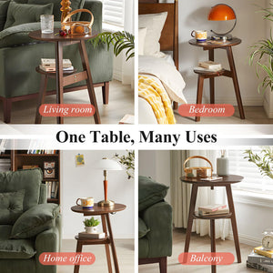 2-Tier Round End Table with Storage Shelf