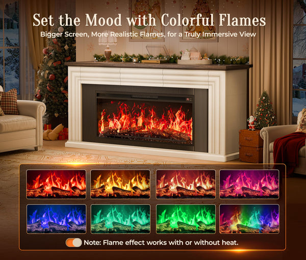 70" Fireplace TV Stand with 42" Electric Fireplace & 3 Drawers