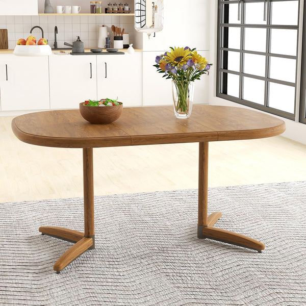 Extendable Dining Table with 18" Leaf – Seats 4 to 6, Chestnut Oak