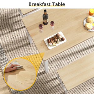 4-Person Dining Table Set with 2 Benches