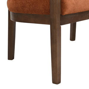Fabric Upholstered Loveseat with Rattan Backrest & Rubberwood Frame