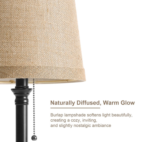 Small Pull Chain Table Lamp with Fabric Shade 19.5"