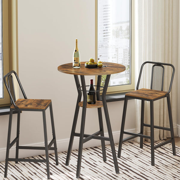 2-Tier Round Bar Table with Lower Shelf