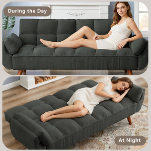 Futon Sofa Bed with Adjustable Split Backrest, Twin Size