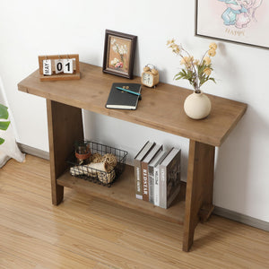 Solid Wood Console Table with Storage Shelf, 43.3"
