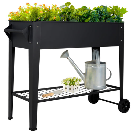 32" Tall Raised Garden Bed with Wheels & Bottom Shelf