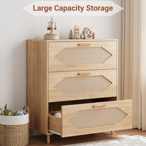 3-Drawer Rattan Dresser