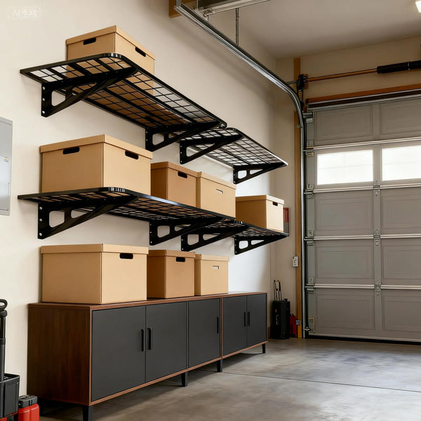 4-Pack Wall-Mounted Garage Shelving System – Heavy-Duty Steel, 840 lb Capacity