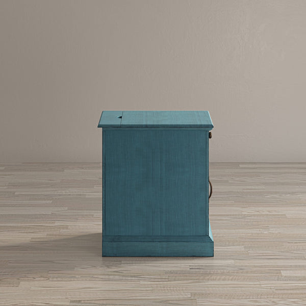 Farmhouse End Table with USB Charging Station – Narrow Nightstand for Bedroom & Living Room