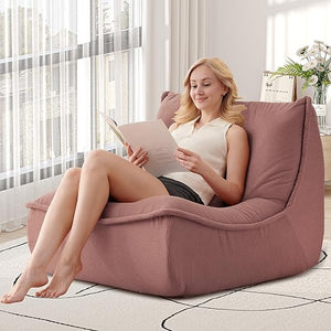 Foam-Filled Bean Bag Lounge Chair with Lumbar Pillow