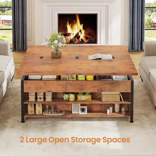 Lift Top Coffee Table Set with Storage & Ottoman Bench, 43"