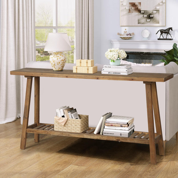 Reclaimed Wood Console Table with 2-Tier Storage