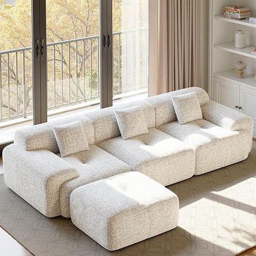 Modular Sectional Sofa L-Shaped Convertible Couch with Ottoman