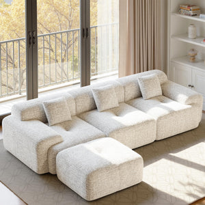 Modular Sectional Sofa L-Shaped Convertible Couch with Ottoman