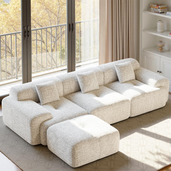 Modular Sectional Sofa L-Shaped Convertible Couch with Ottoman