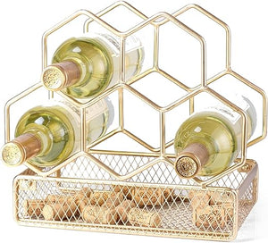 Countertop Wine Rack – 5 Bottle Metal Wine Holder Stand