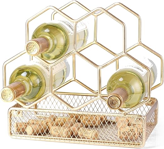 Countertop Wine Rack – 5 Bottle Metal Wine Holder Stand