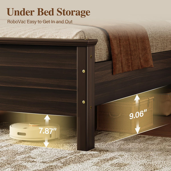 Queen Bed Frame with Headboard, LED Lights & Charging Ports