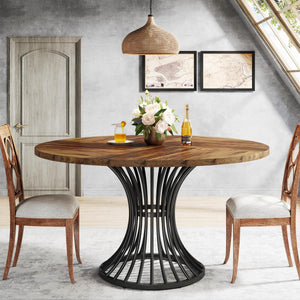 47-Inch Round Dining Table with Metal Base
