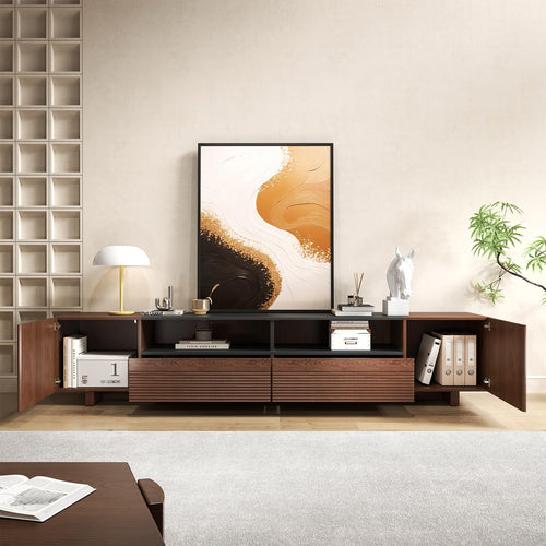 78.8" TV Stand with Storage Cabinets & Drawers – Walnut